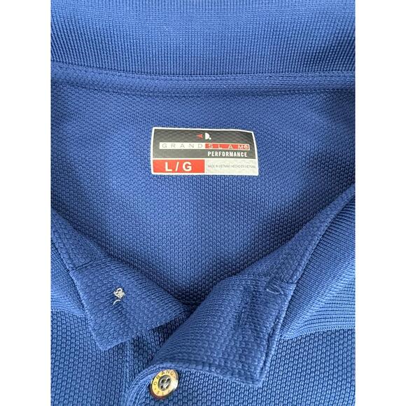 Grand Slam Blue Short Sleeve 3Button Placket Collared Tennis Polo Shirt Large - Picture 3 of 5